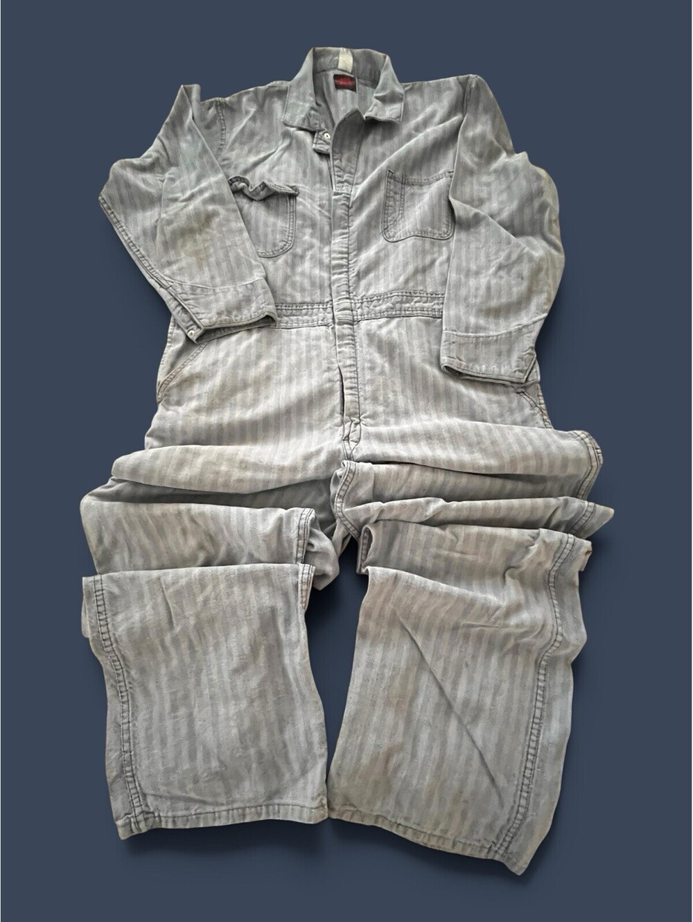 VTG 70s Big Ben Wrangler Herringbone Twill Coveralls Made in USA Jumpsuit 42 REG